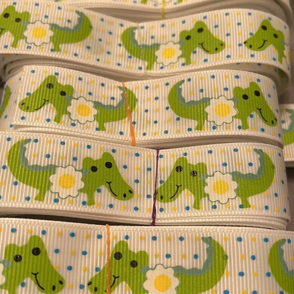 Grosgrain Ribbon 7/8” 5 yards 5/$20 Daisy daisies flower alligator crocodile NEW